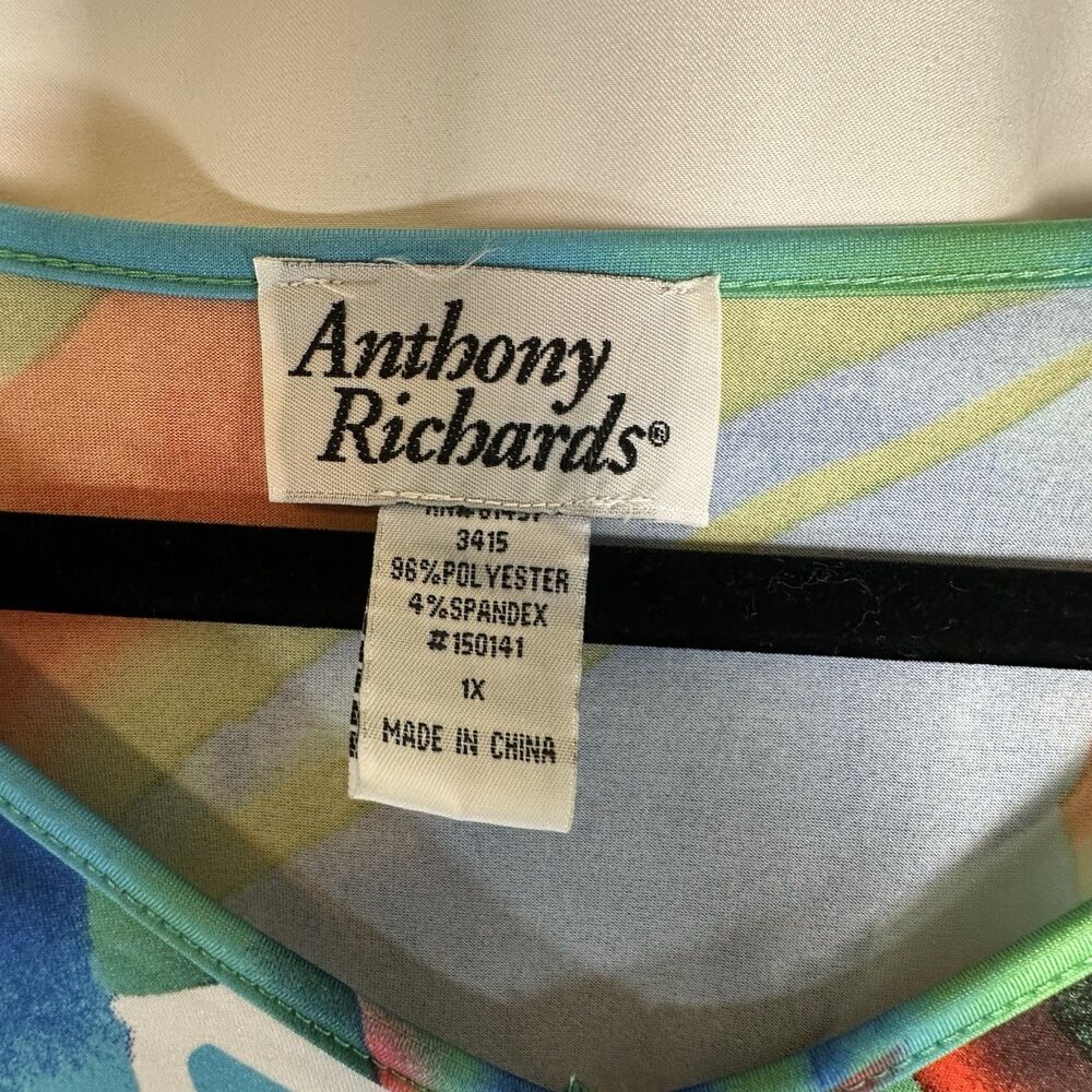 Anthony Richards Colorful Tunic Top Plus Size 1X Lightweight - Picture 3 of 6